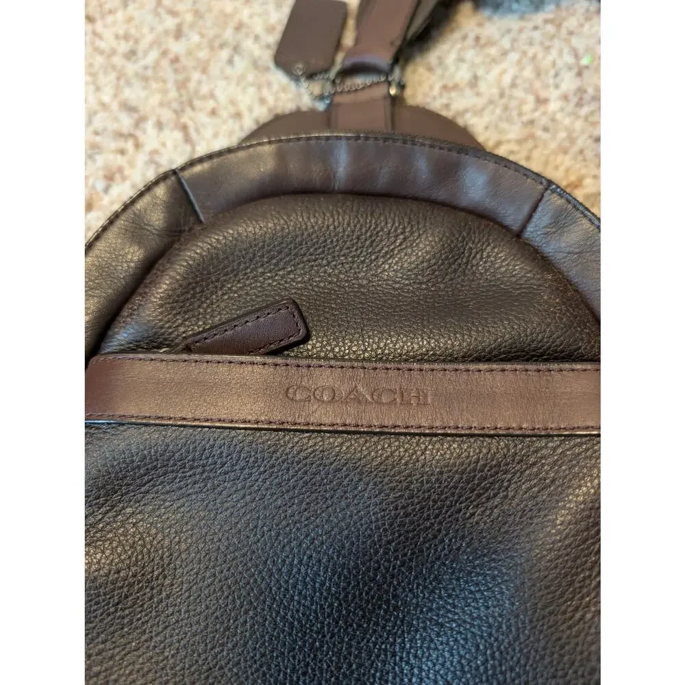 COACH Camden Sling Backpack Crossbody Chest Bag Brown Pebbled Leather Unisex